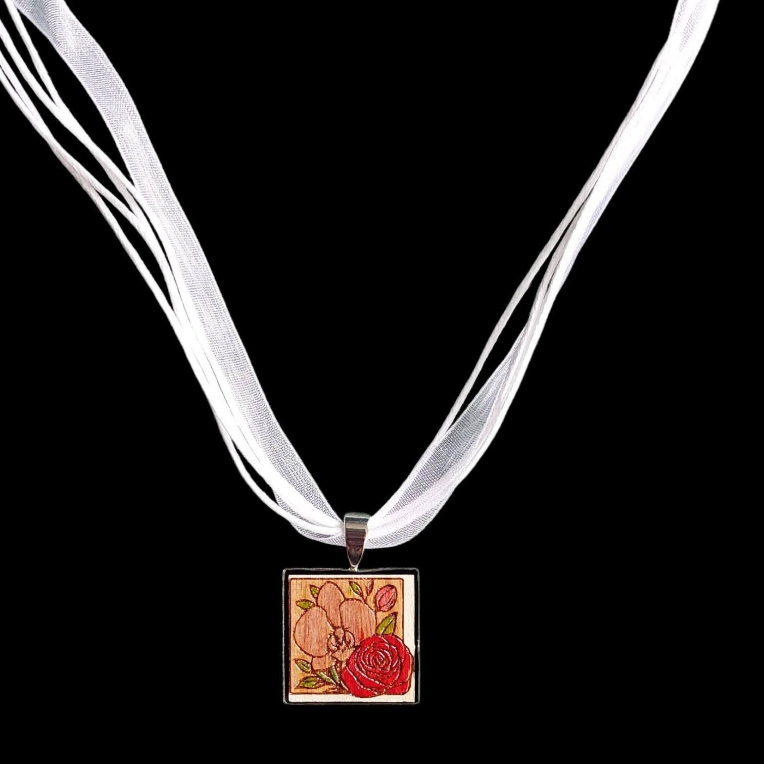 Collier Orchidée rose carré