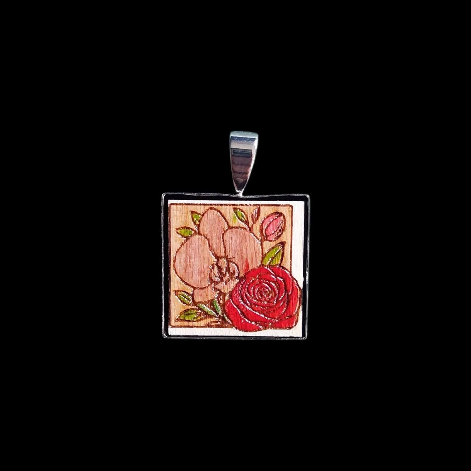 Collier Orchidée rose carré – Image 2